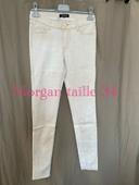 Pantalon extensible taille haute coupe skinny beige doré Morgan taille 34