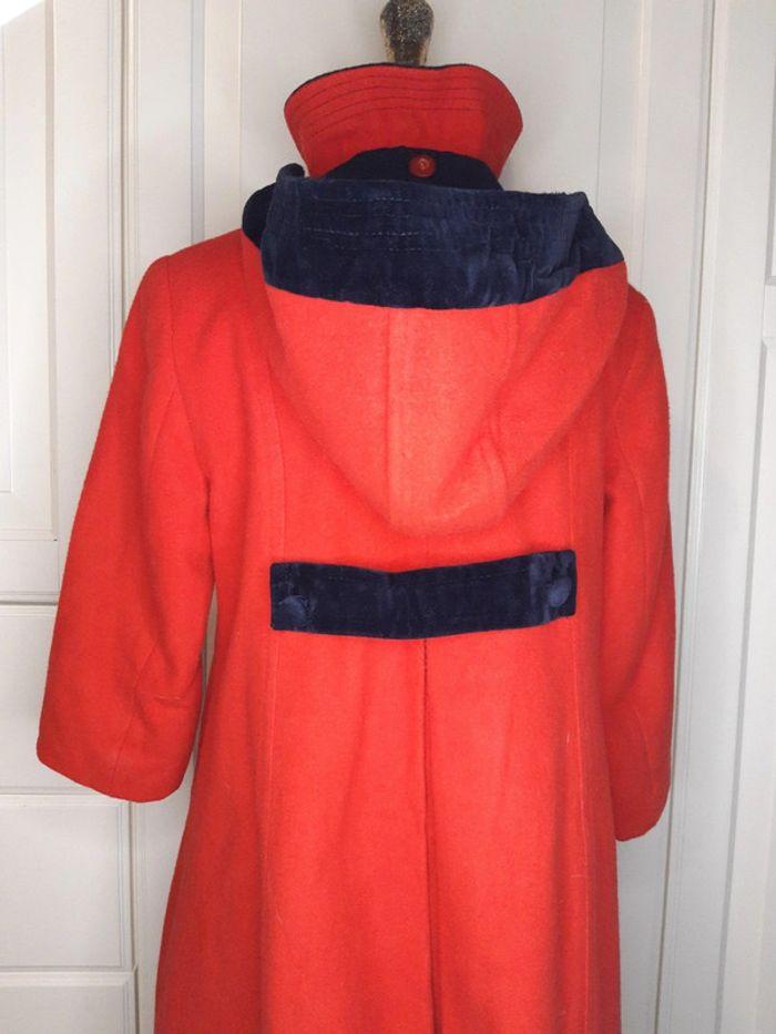 Manteau en lainage  avec capuche rouge et bleu marine Jacadi fille 6 ans - photo numéro 9