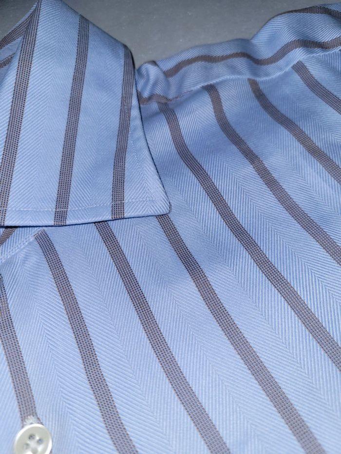 Chemise Gheradi rayée bleue vintage homme taille 42 en très bon état - photo numéro 7