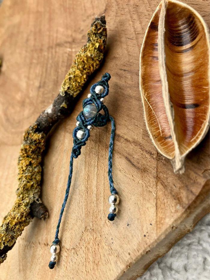 Bijoux de cheveux - perles de tresse/dread - en macramé avec pierre de Labradorite - photo numéro 2