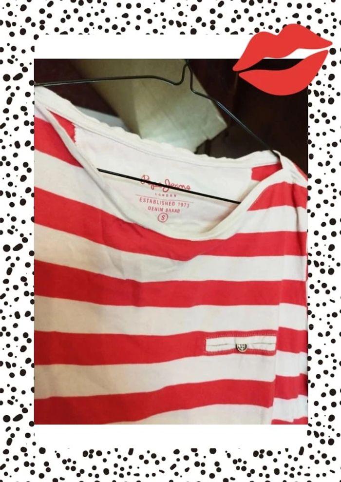 T-shirt blanc rayures rouges Pepe Jeans S/36 - photo numéro 13