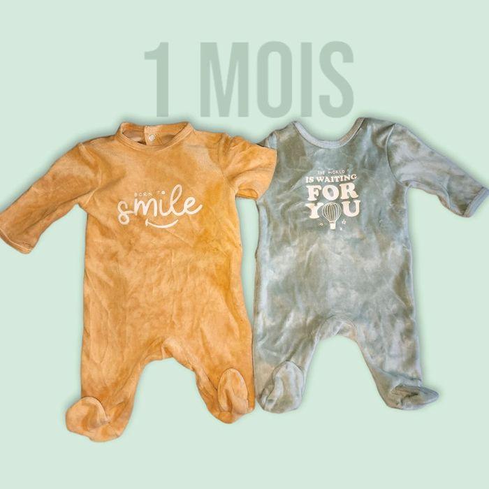 Pyjama velours bébé 1 mois - photo numéro 1