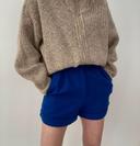 Short d’hiver bleu taille haute 80% laine