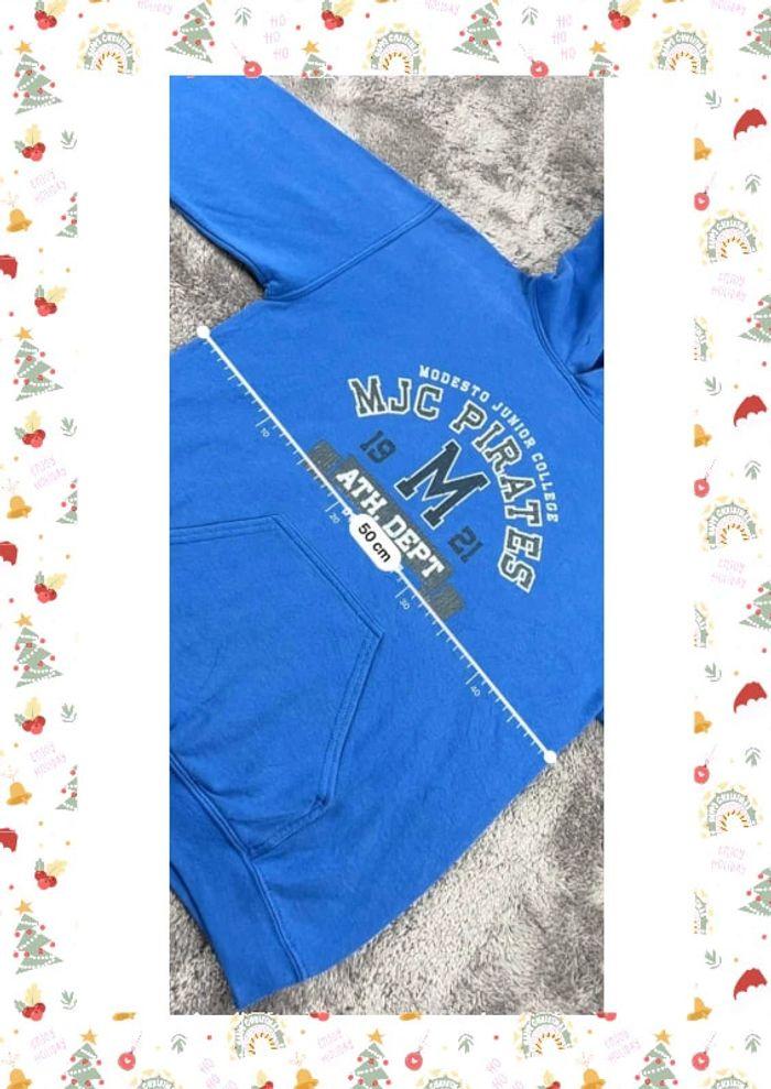 👕 Sweat à capuche Veste University Rare Vintage y2k 90s 2000s MJC Pirates College Bleu Taille S 👕 - photo numéro 4