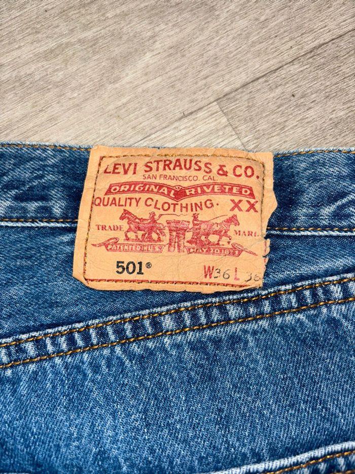 Jean Levi’s 501 Vintage Bleu Droit Taille Haute Moyenne - photo numéro 9