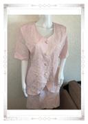 Ensemble tailleur jupe rose pâle motif brodés vintage 80s taille M/L 38/40 été