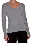 Pull col V fin et ajusté gris clair taille S