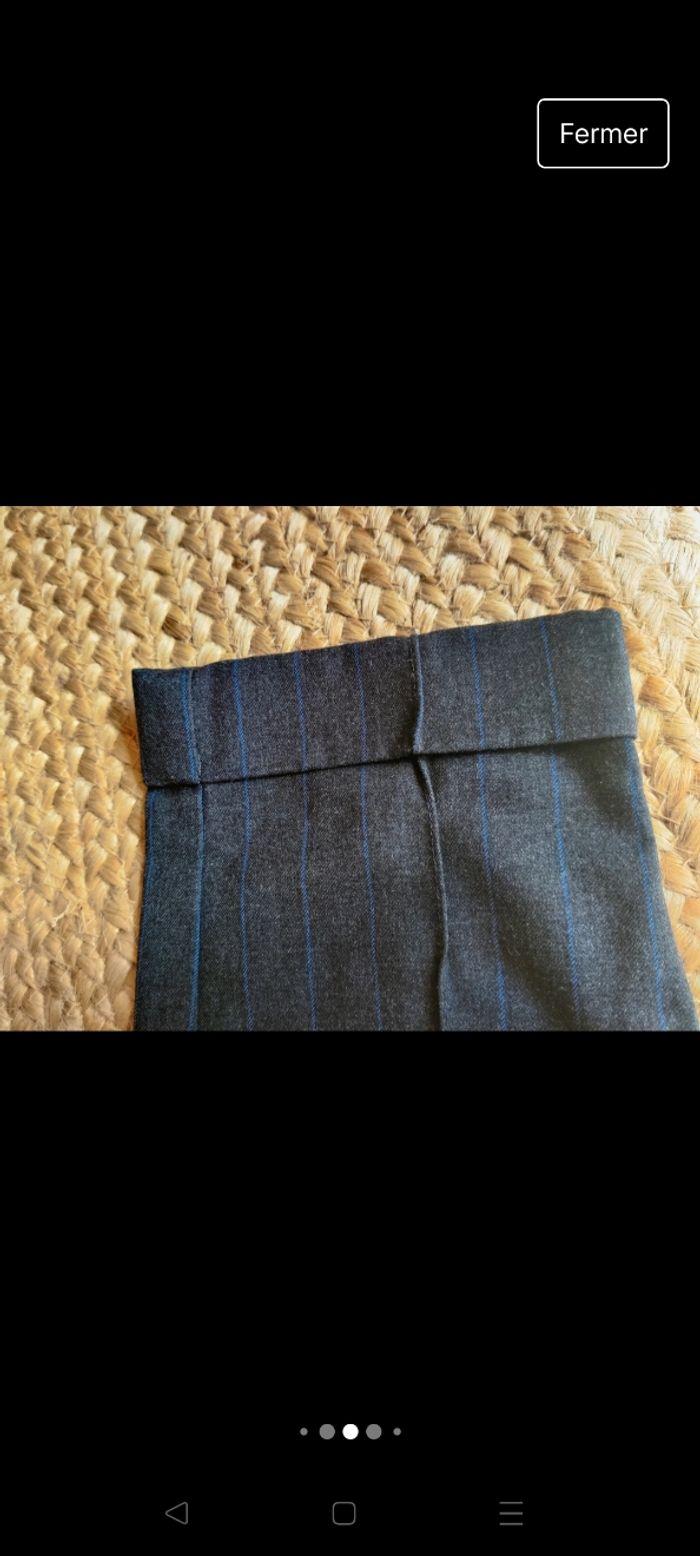 Pantalon type costume ajusté Chino taille élastique Mango taille 34 gris rayures - photo numéro 5