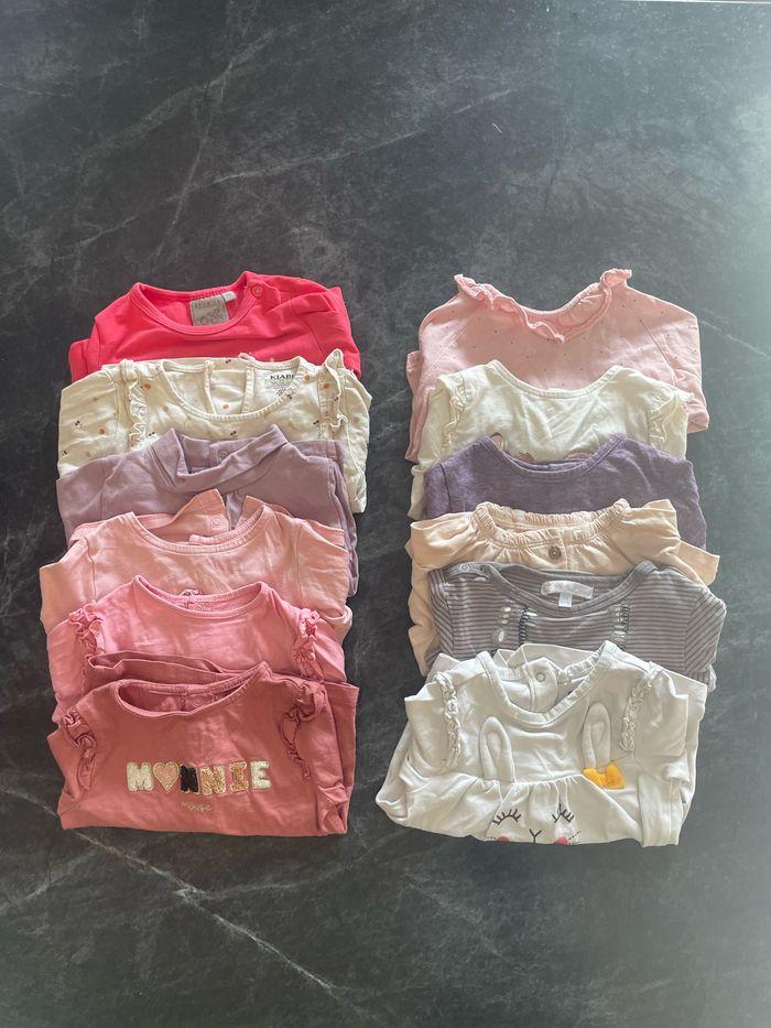 Lot de 12 t-shirt manches longues fille 6 mois - photo numéro 1