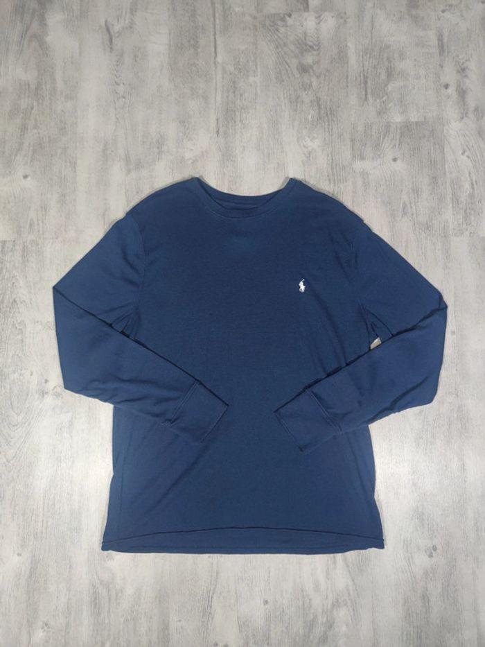 Pull Ralph Lauren Nid D'abeilles Bleu Marine Logo Brodé Blanc Taille XL Homme - photo numéro 3