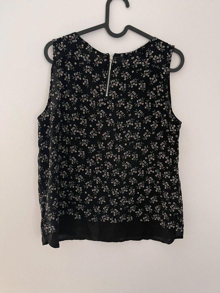 Blouse sans manches noir à fleurs - photo numéro 2