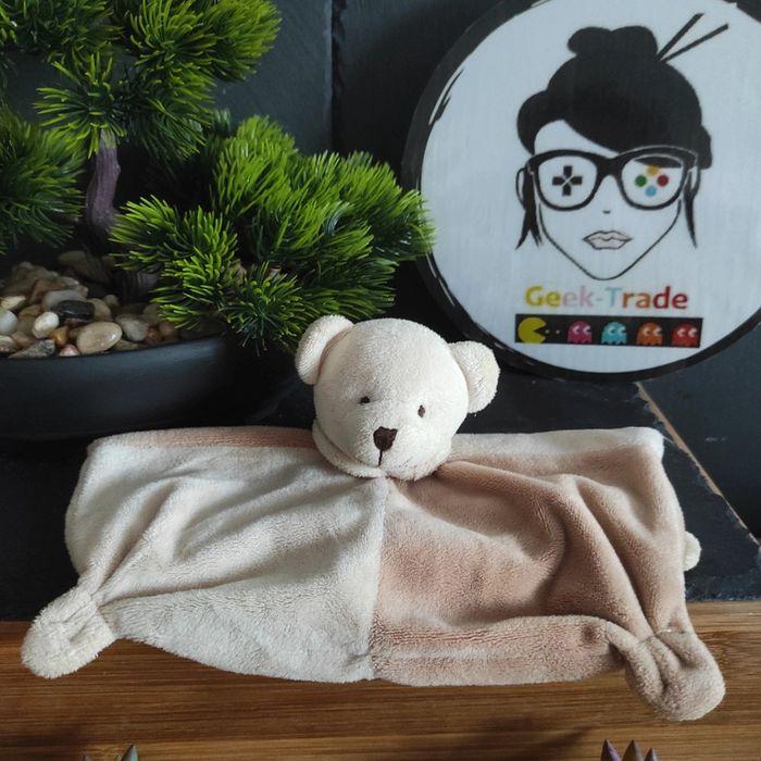 Doudou Cmp Ours Marron Beige Carré Quadrillage Noeud Damier #geektradedoudou - photo numéro 1