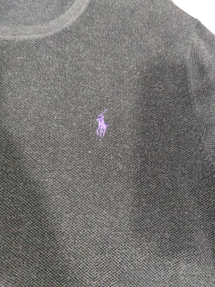 Pull Crewneck Ralph Lauren Nid D'abeilles Gris Foncé Logo Brodé Violet Taille M Homme - photo numéro 5