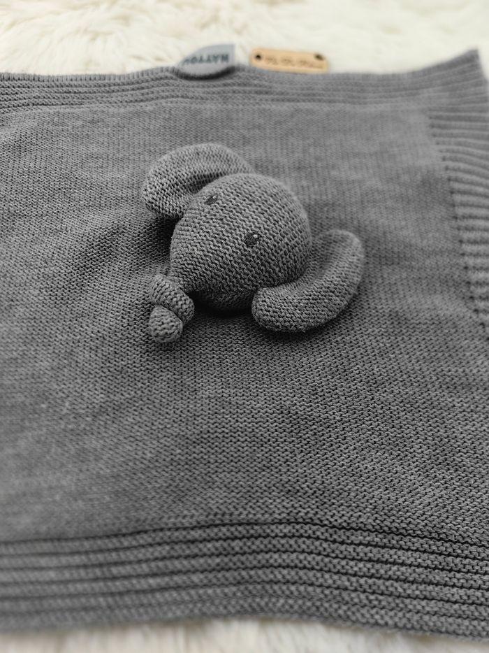 Lot de 2 Doudou plat carré Éléphant Gris Tembo Nattou Tricot - photo numéro 7