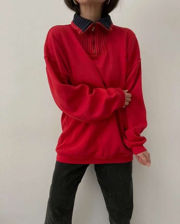 Oversized sweat rouge à col camionneur - photo numéro 12