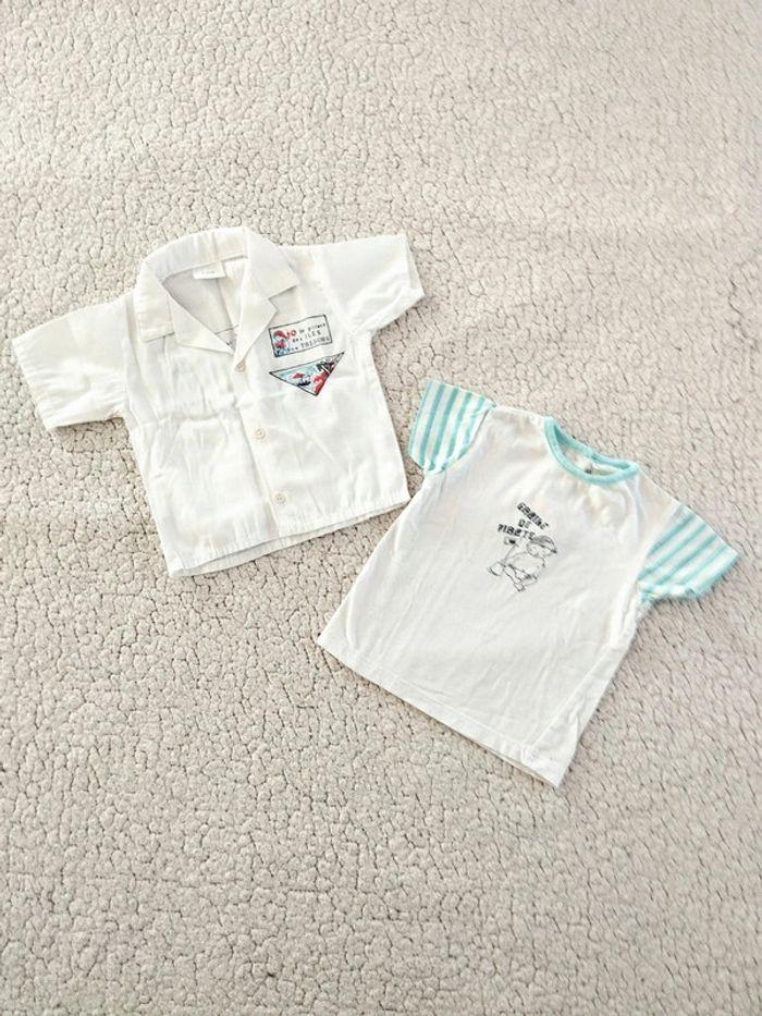 Lot de 2 hauts Pirate t-shirt + chemisette blancs T6M - photo numéro 1