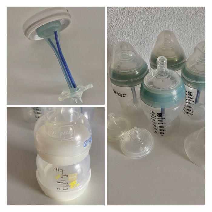 4 biberons + 2 tétines Tommee Tippee taille 1 + 1 MAM taille 0