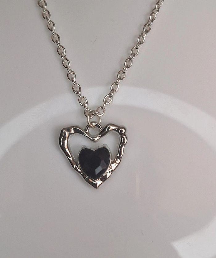 Collier coeur avec diamant noir - photo numéro 2