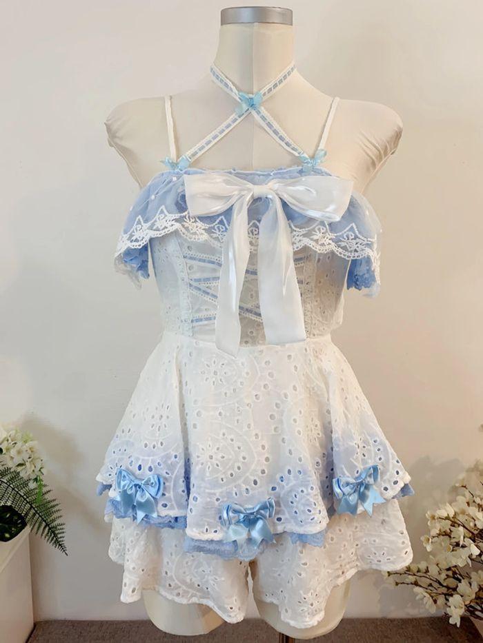 Dress Combishort Robe Blue Lolita Cute Kawaii Cosplay style Manga Anime - photo numéro 6