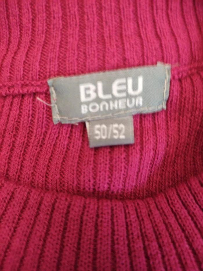 Pull côtelé manche courte Fuschia Bleu bonheur Taille 50/52 - photo numéro 4