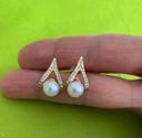 Boucles d’oreilles perles blanches et strass en alliage doré