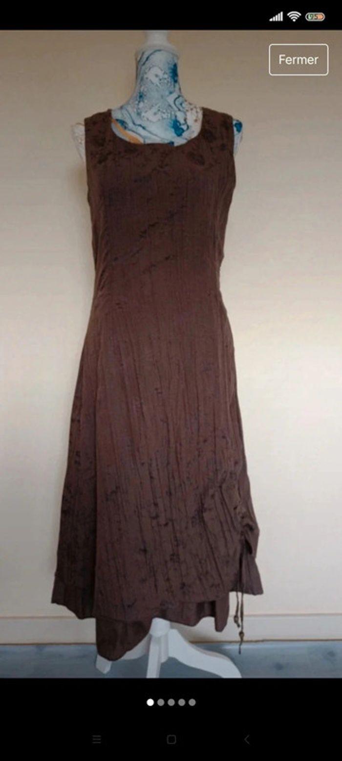 Robe longue d été, t 40, marron - photo numéro 1