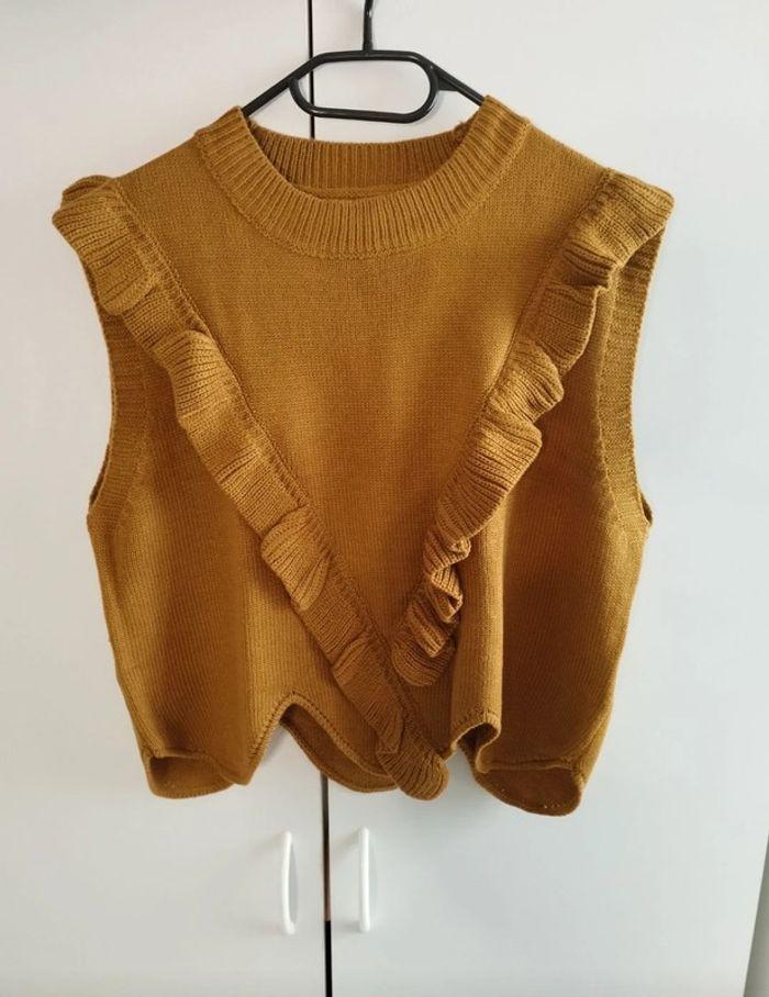 Pull léger marron sans manches femme taille 38/40 , M/ L 💛 - photo numéro 3