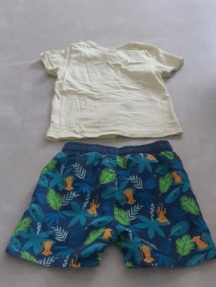 Short de bain et tee-shirt jaune 24m/t.86cm - photo numéro 4