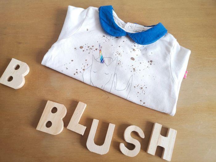 T-shirt manches longues blanc col Claudine bleu, Billie Blush, 9 mois - photo numéro 6