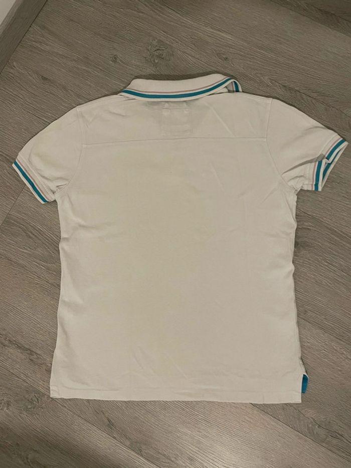 Polo à manches courtes blanc petite rayure turquoise coupe slim fit pepe jeans taille M - photo numéro 4