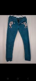 Jean avec broderies fleurs mango taille m 38