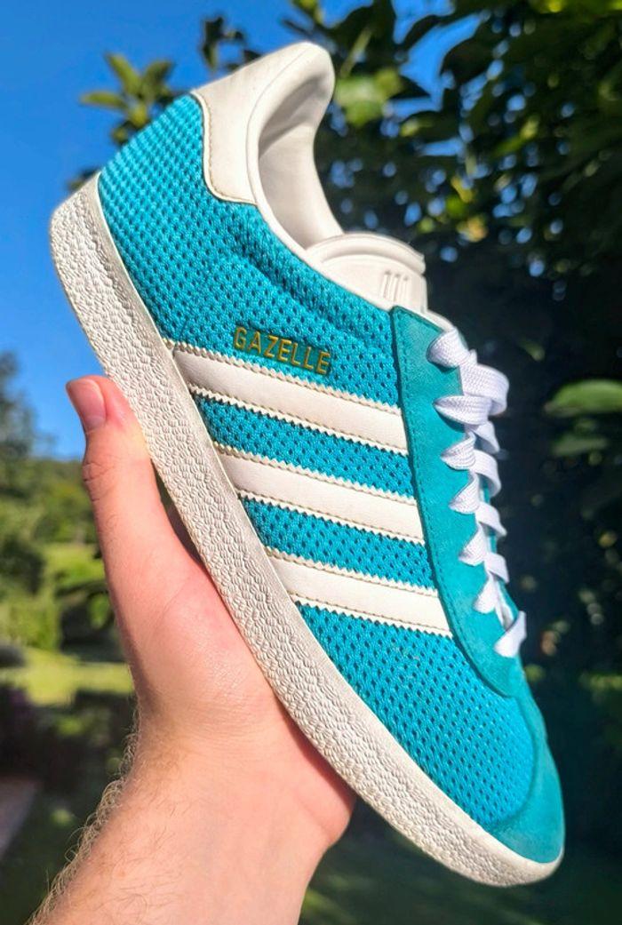 Baskets adidas gazelle vintage bleu turquoise pointure 42 bon état sans boîte d'origine - photo numéro 1