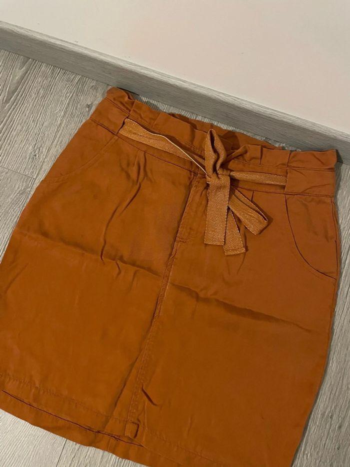 Jupe taille haute orange rouille avec ceinture bonobo taille 36 - photo numéro 2