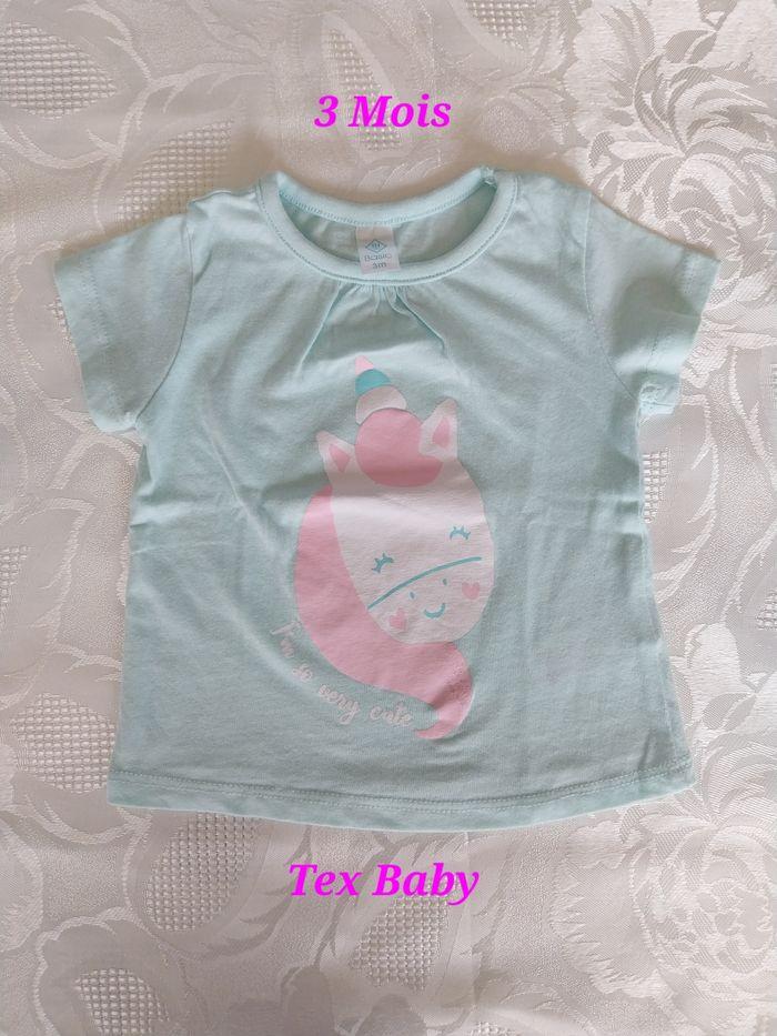 🌷Tee-shirt Courtes Manches - Tex Baby - 3 Mois🌷 - photo numéro 1