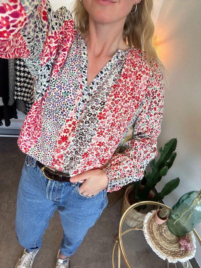 Blouse Suncoo Paris imprimé fleuri multicolore, taille 34 - photo numéro 4