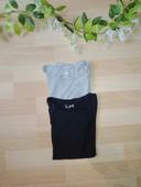 2 t-shirts Fille noir et gris la Halle 10 ans