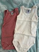 Lot 2 bodies Petit Bateau 6 mois