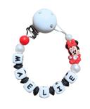 Attache tétine minnie rouge