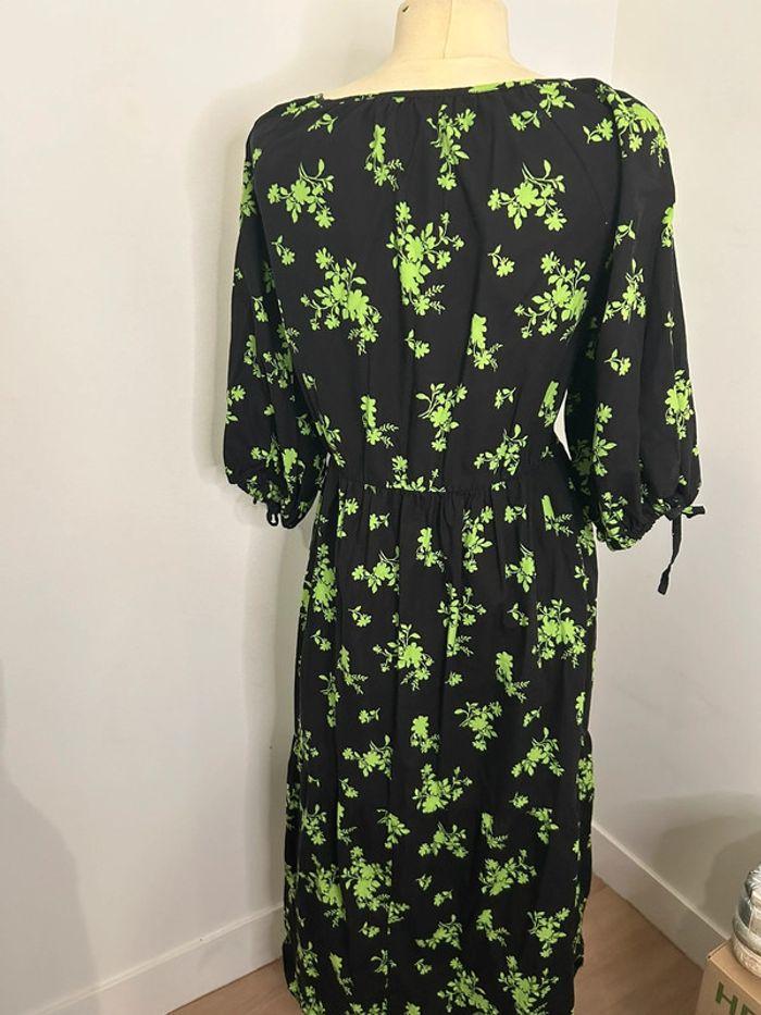 Robe longue cache-coeur noire et verte - photo numéro 5