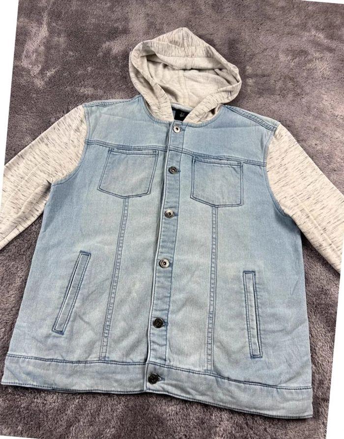 👕 Veste en Jeans avec capuche vintage y2k Bleu Clair Taille S 👕 - photo numéro 6