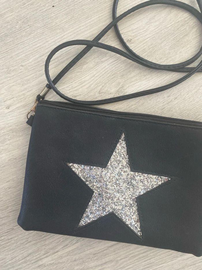 Pochette noire Camaïeu motif étoile argentée très bon état - photo numéro 3