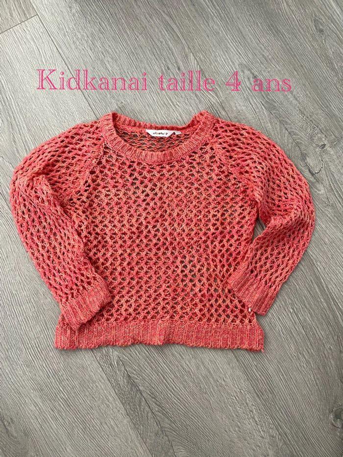 Pull à manches longues ajouré corail kidkanai taille 4 ans - photo numéro 1