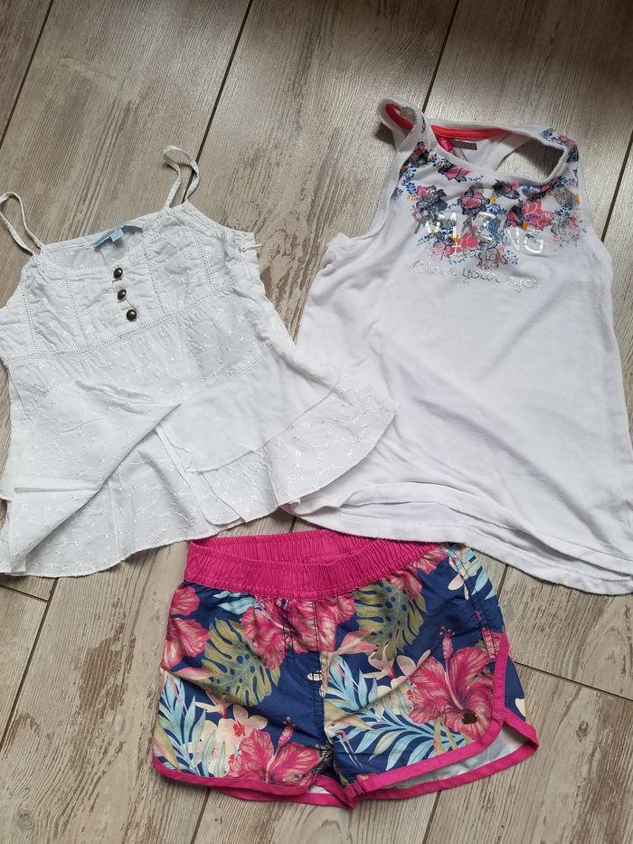 Ensemble fille hauts et short Longboard t 4/5 ans tbe - photo numéro 1