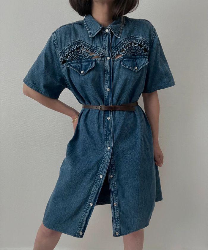 Robe chemise denim ajouré - photo numéro 1