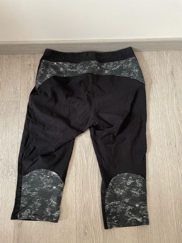 Corsaire pantacourt legging de sport noir à motifs blanc taille haute élastique domyos taille 38 - photo numéro 3