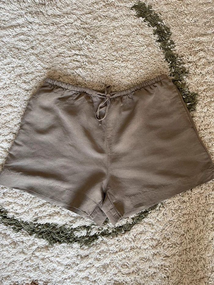 Short lounge beige/marron en lin mélangé taille M - photo numéro 1