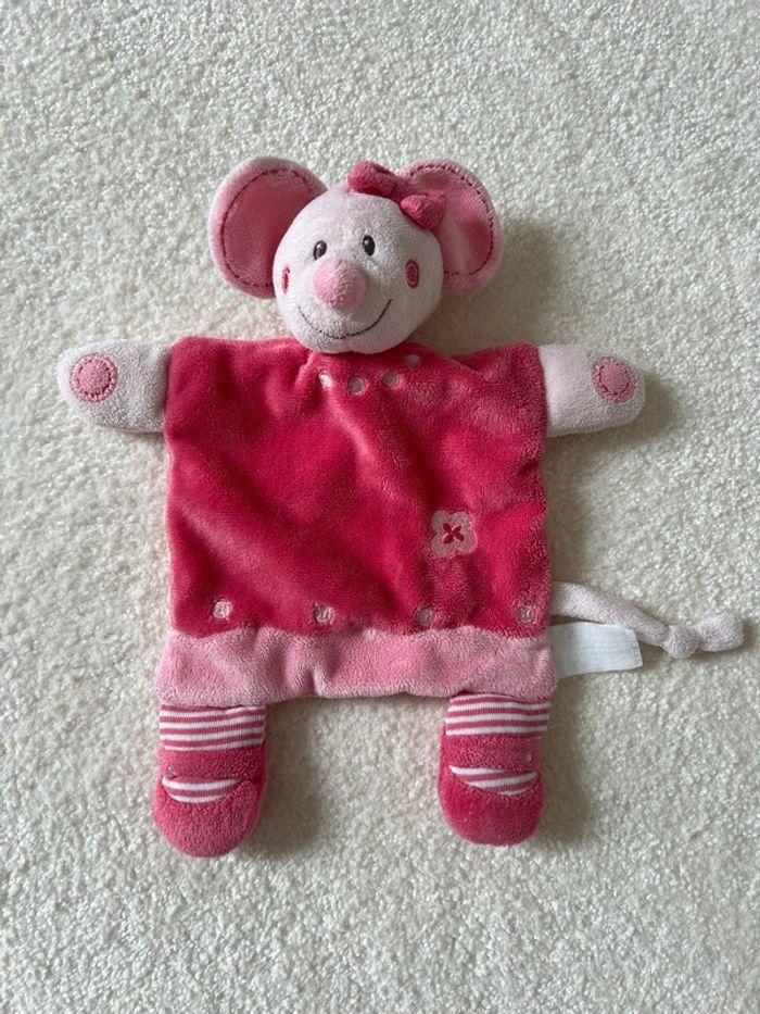 Doudou plat souris rose Nicotoy