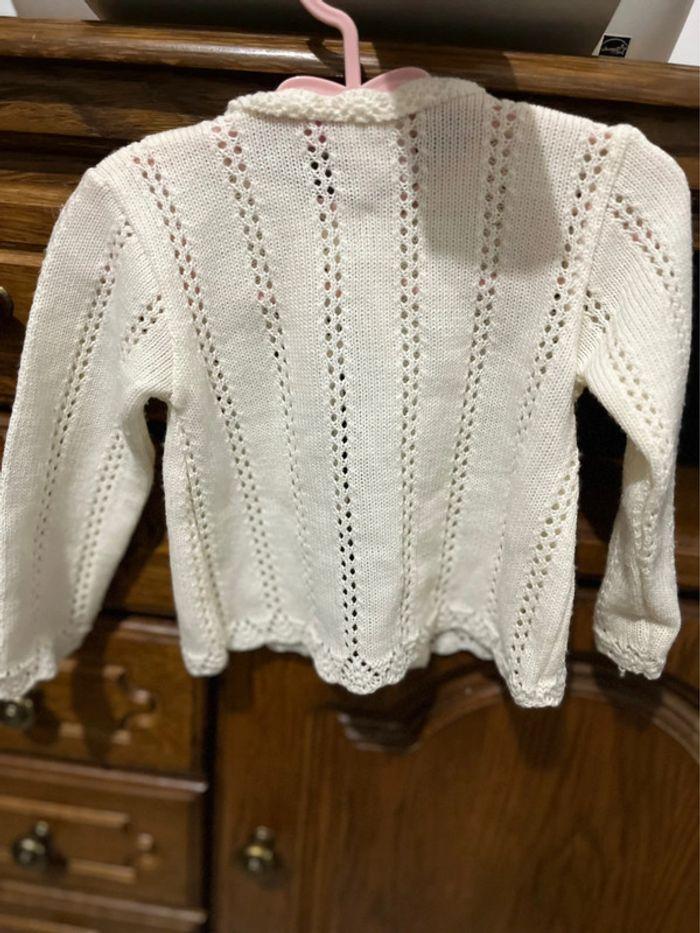 Gilet maille crochet crème - photo numéro 2