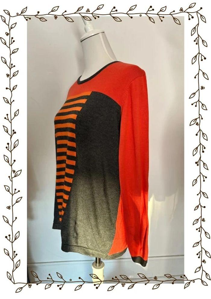 Pull vintage Christine Laure orange et gris Taille 5 - photo numéro 4