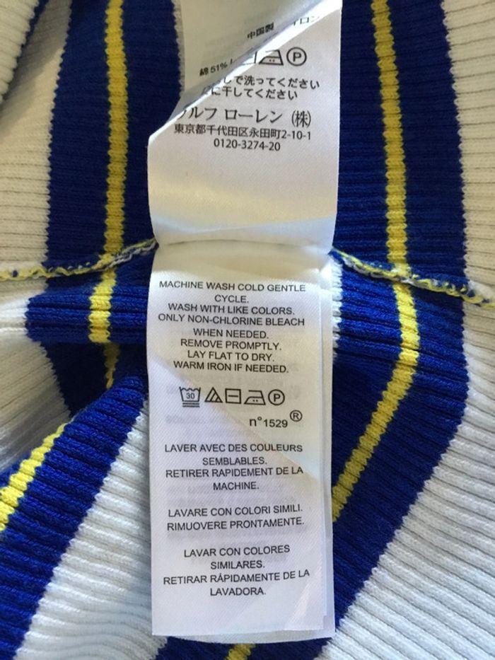 Pull côtelé col rond pour femme Lauren Ralph Lauren blanc rayures bleues et jaunes taille S 095 - photo numéro 15